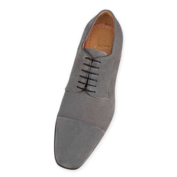 Christian Louboutin Men Top Daviol Flat Shadow Grey Suede Lace Dress Loafer 39 6
